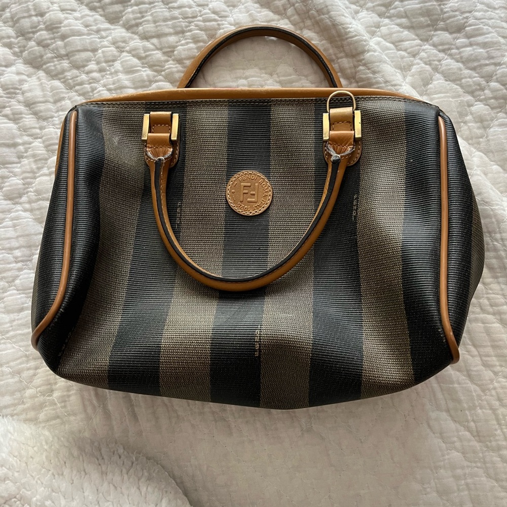 Antique Fendi Mini Black and Brown Striped Handbag